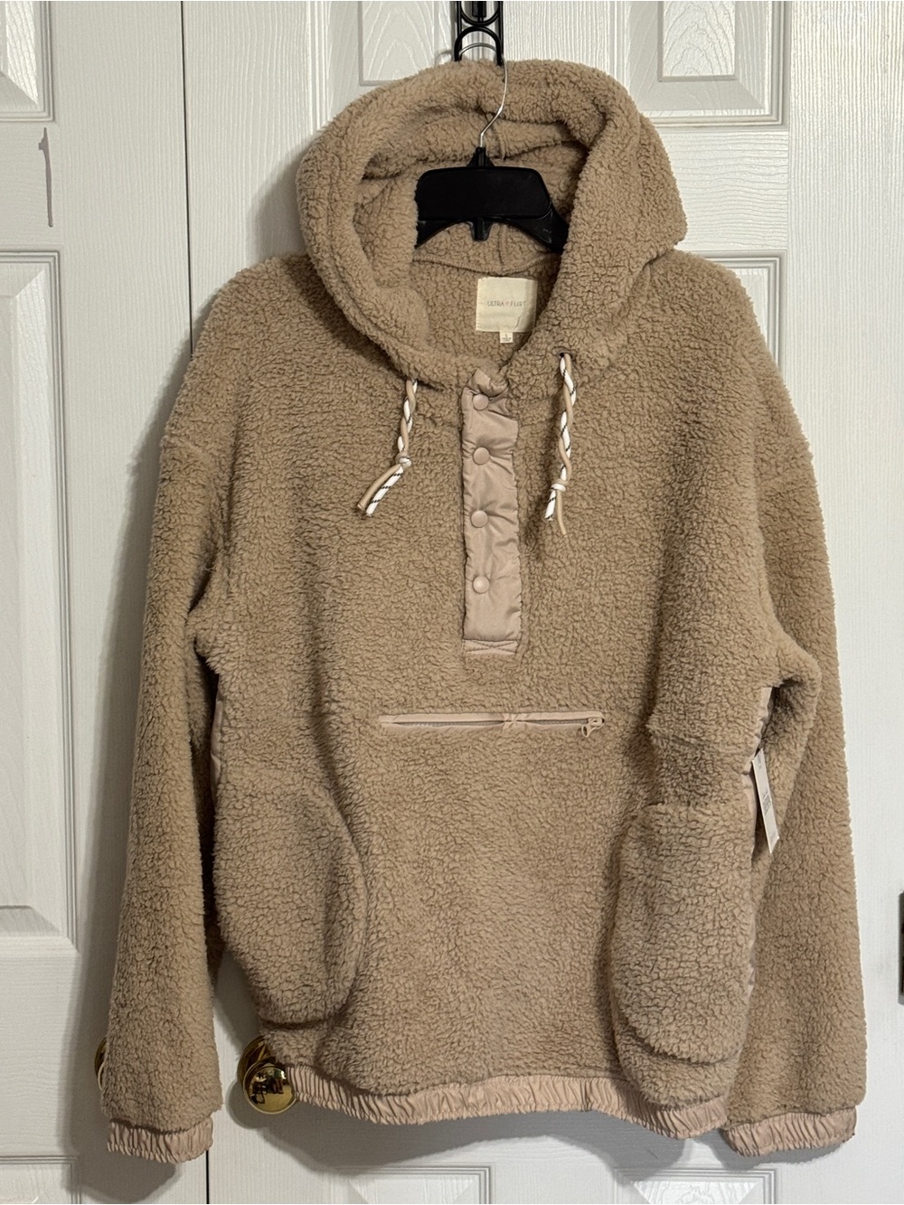 Ultra Flirt Teddy Fleece Hoodie - Beige